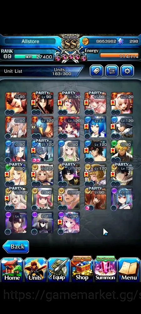 Grand Summoners Accounts Global|298 cc|Rank 69|28 Ascend+8 TW|(Roy,Inumuta, image 4