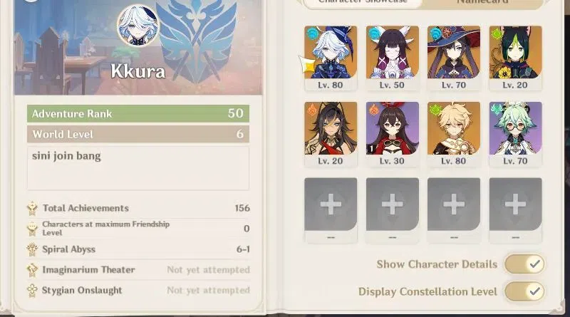 Genshin Impact Accounts Others ASIA|AR 50 | 2 Limited 5* Char (Furina and Columbina) + 3 Std 5* Char 1