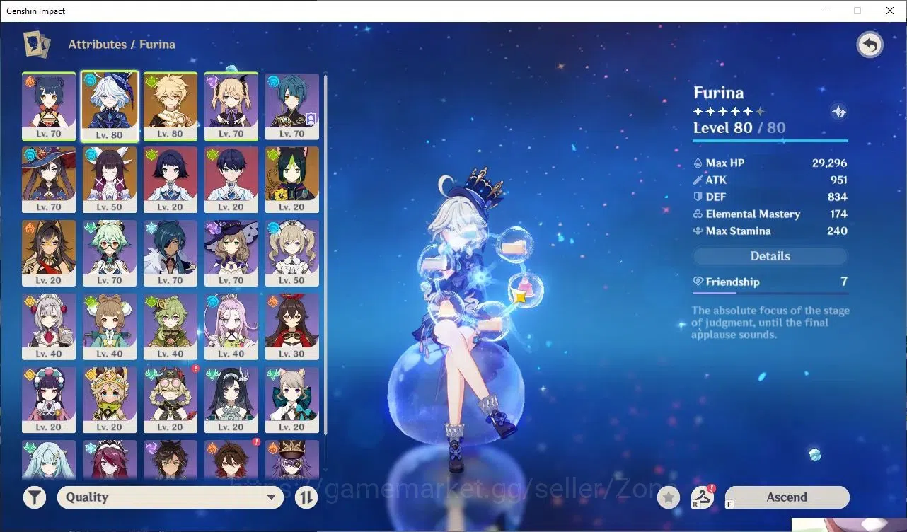 Genshin Impact Accounts Others ASIA|AR 50 | 2 Limited 5* Char (Furina and Columbina) + 3 Std 5* Char 2
