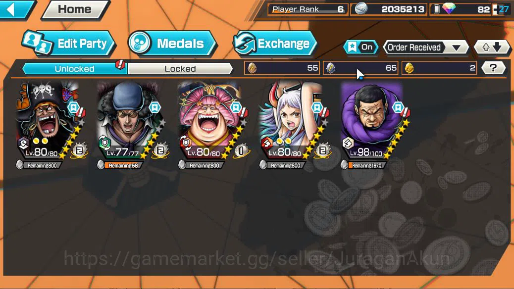 One Piece Bounty Rush Accounts Starter Global|6EX META|TFEMarshal D Teach,Olin the Oiran,BlackBeard PiratesKuzan,kaido's Son 4