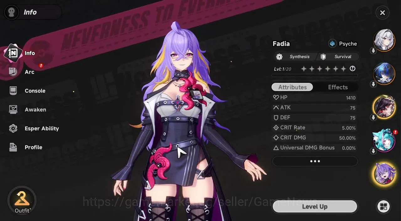 Neverness to Everness Accounts Global NA|HL 3|3 SSR [Hotori,Fadia,Daffodill] +1 S image 3