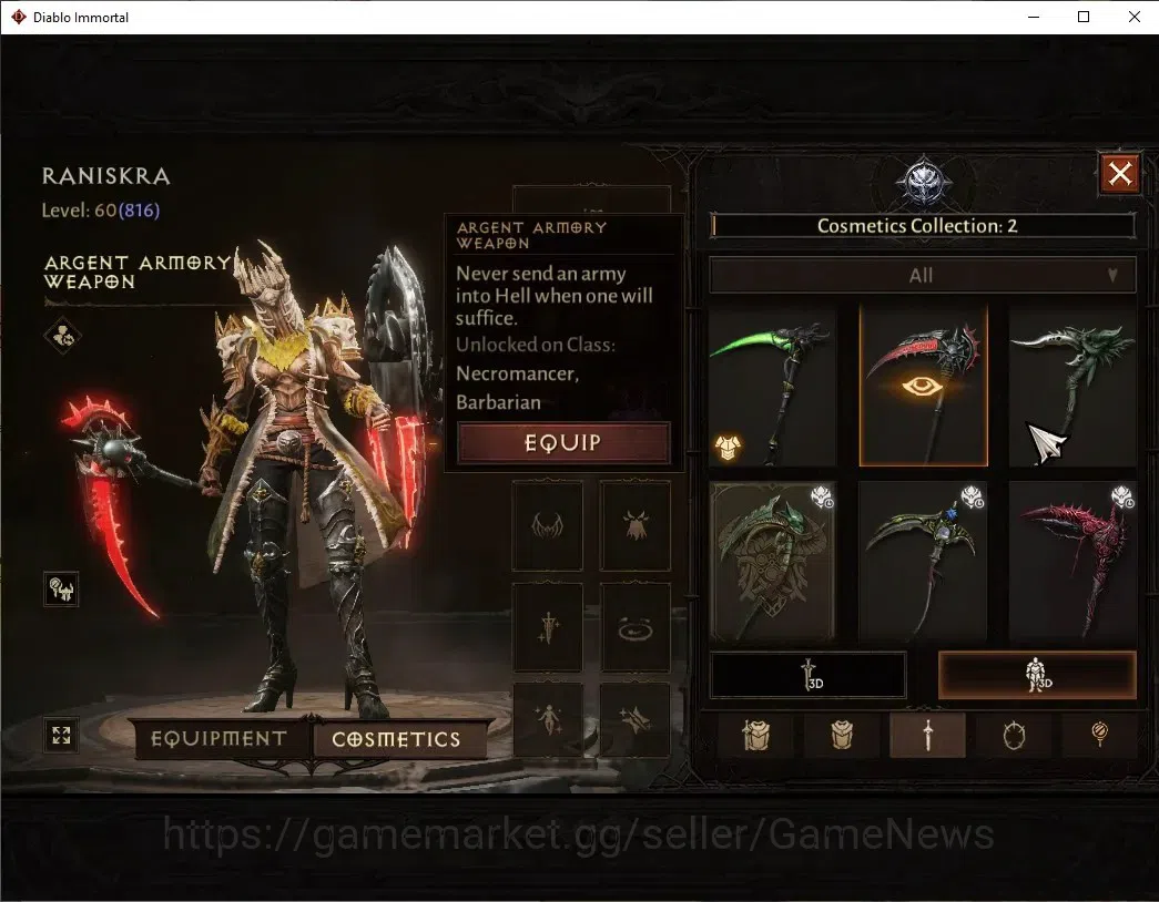 Diablo Immortal Accounts SEA-Vasily|CS ON|Lv60(816)|Necromancer|CR 42k|Reso image 10
