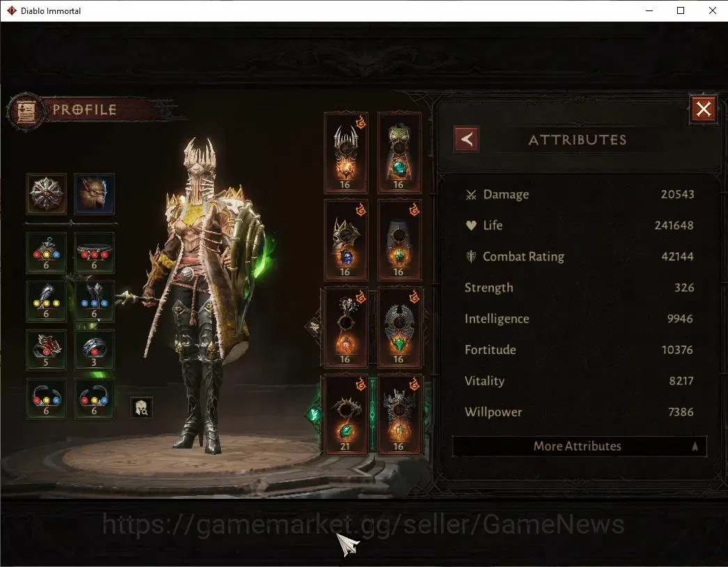 Diablo Immortal Accounts SEA-Vasily|CS ON|Lv60(816)|Necromancer|CR 42k|Reso image 3