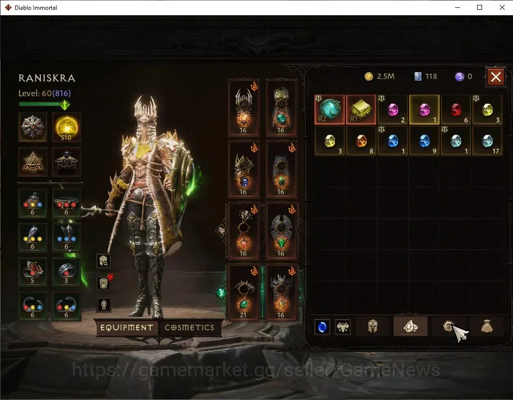 Diablo Immortal Accounts SEA-Vasily|CS ON|Lv60(816)|Necromancer|CR 42k|Reso image 6