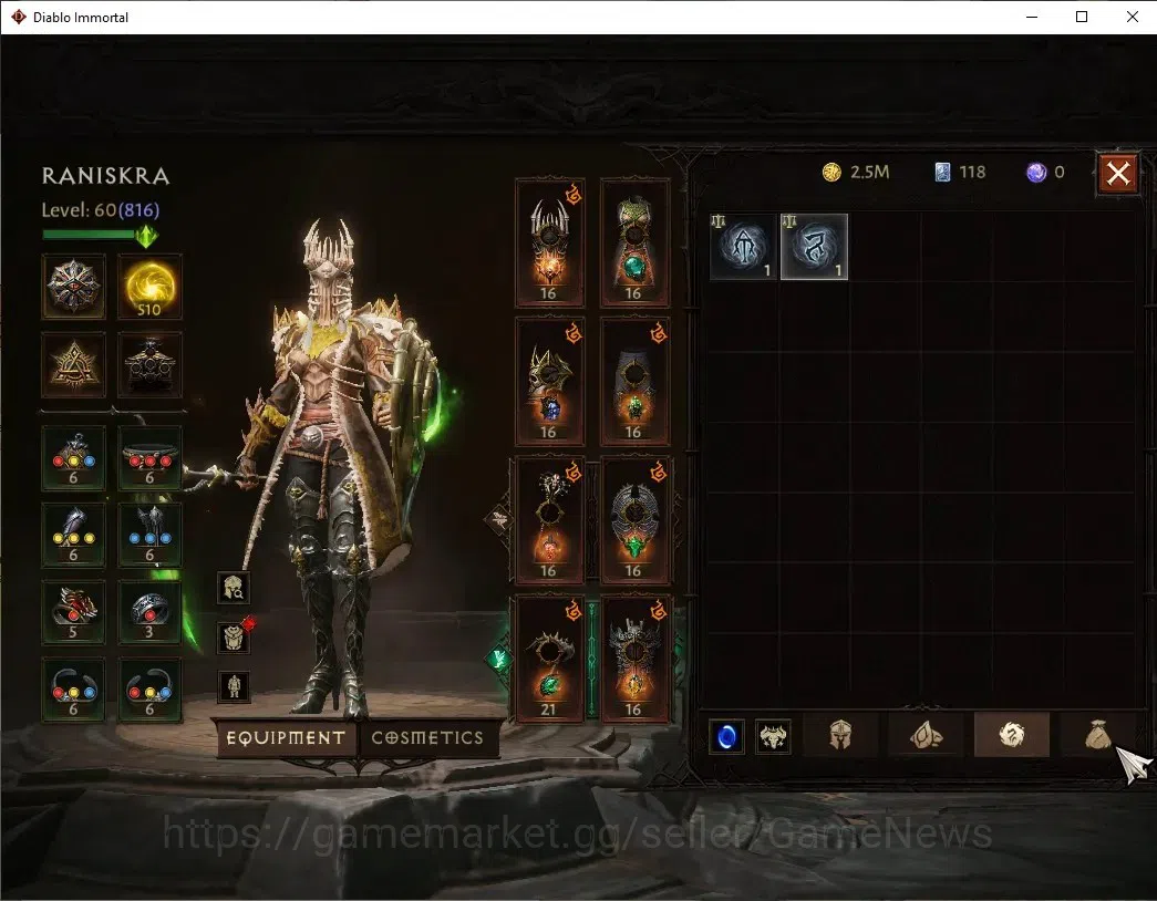 Diablo Immortal Accounts SEA-Vasily|CS ON|Lv60(816)|Necromancer|CR 42k|Reso image 7