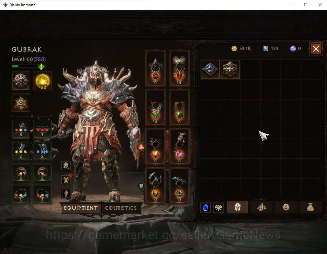 Diablo Immortal Accounts Mid-Tier SA-Malah|Lv60(588)|Barbarian|31k CR|Reso 480|Paragon Maledictor|Inferno I|Hell Lv 5