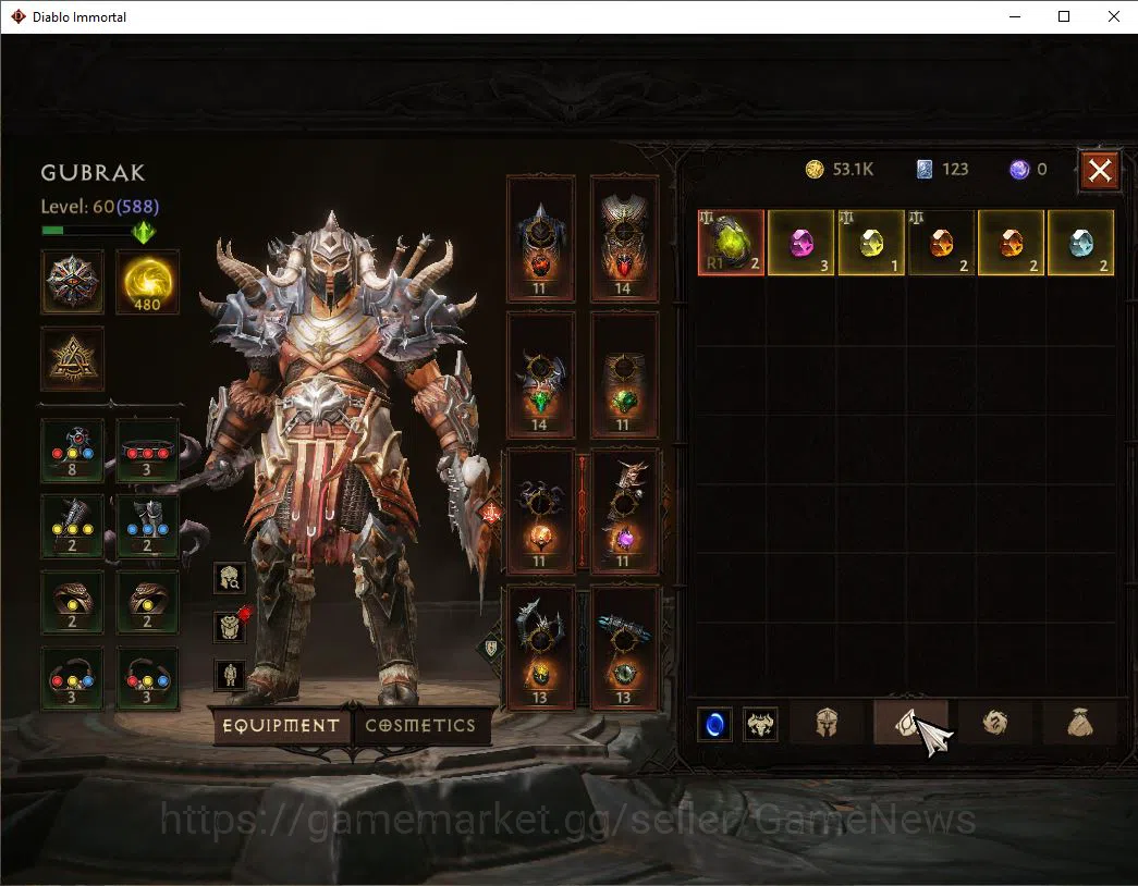Diablo Immortal Accounts Mid-Tier SA-Malah|Lv60(588)|Barbarian|31k CR|Reso 480|Paragon Maledictor|Inferno I|Hell Lv 6