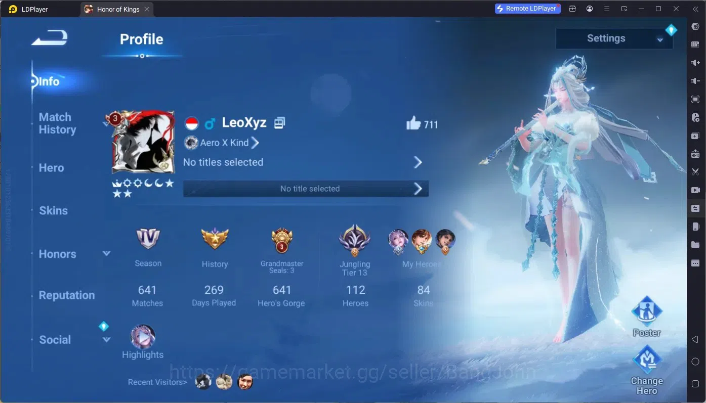 Honor of Kings Accounts Global | 112H 84S | Legend Yao, KIC Luna,Sanxidui image 1
