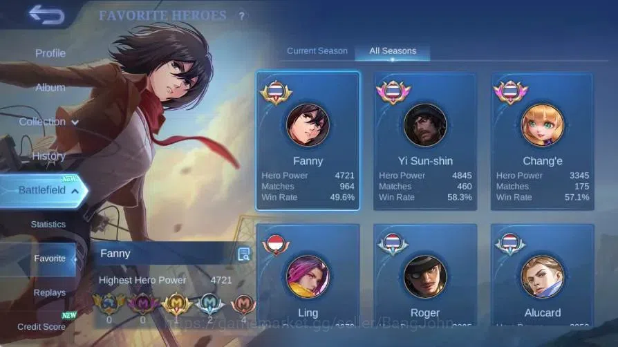 Mobile Legends: Bang Bang Accounts Global|Skin 172|Renowned|Aspirant Fanny|Collab Sta image 14