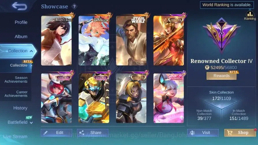 Mobile Legends: Bang Bang Accounts Global|Skin 172|Renowned|Aspirant Fanny|Collab Sta image 16