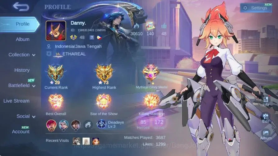 Mobile Legends: Bang Bang Accounts Global|Skin 172|Renowned|Aspirant Fanny|Collab Sta image 17