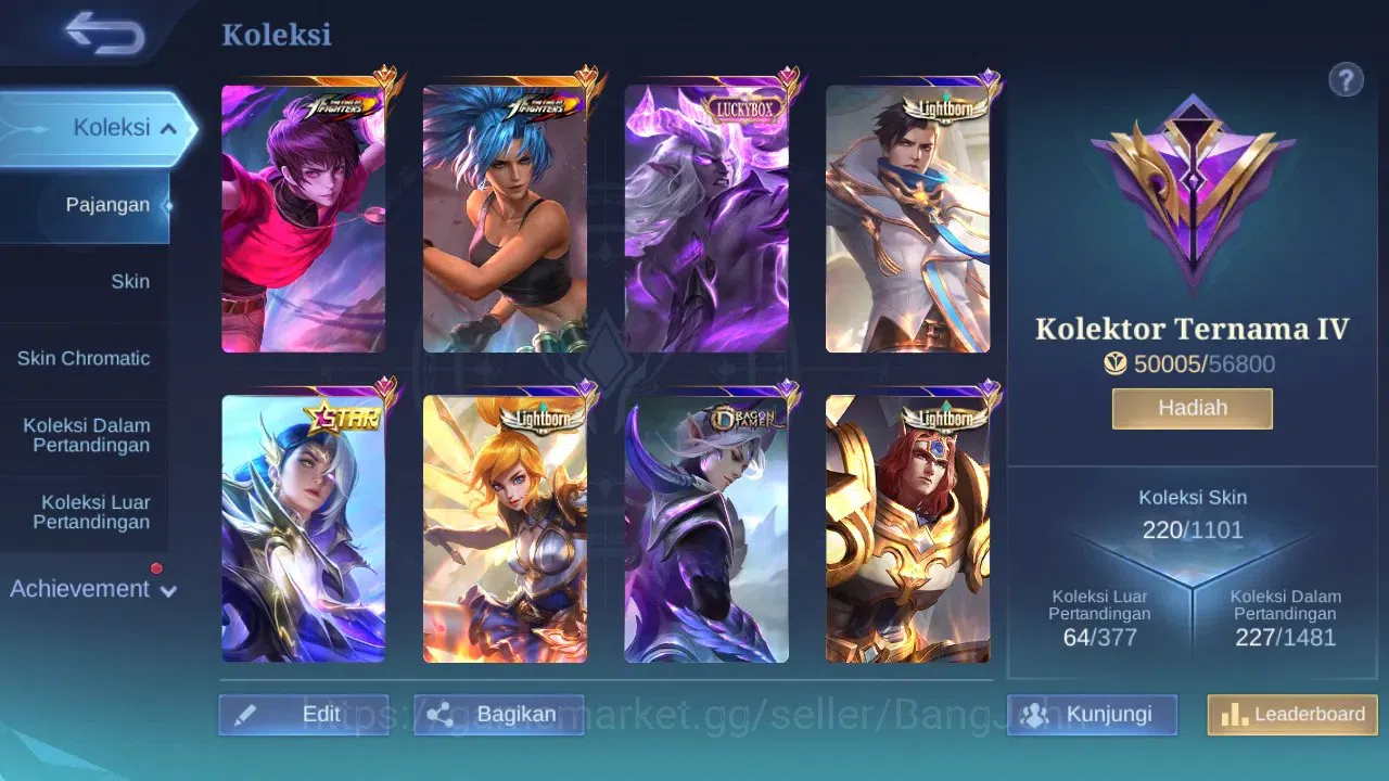 Mobile Legends: Bang Bang Accounts GLOBAL Hero 122 Skin 220 | KOF Dyrroth Karina | Lu image 11
