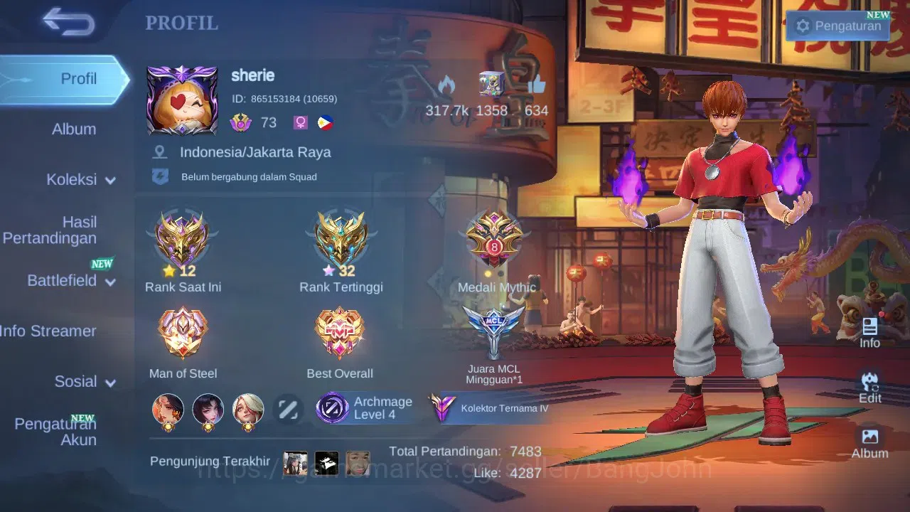 Mobile Legends: Bang Bang Accounts GLOBAL Hero 122 Skin 220 | KOF Dyrroth Karina | Lu image 17