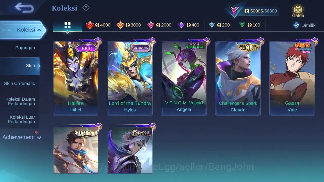 Mobile Legends: Bang Bang Accounts GLOBAL Hero 122 Skin 220 | KOF Dyrroth Karina | Lu image 5