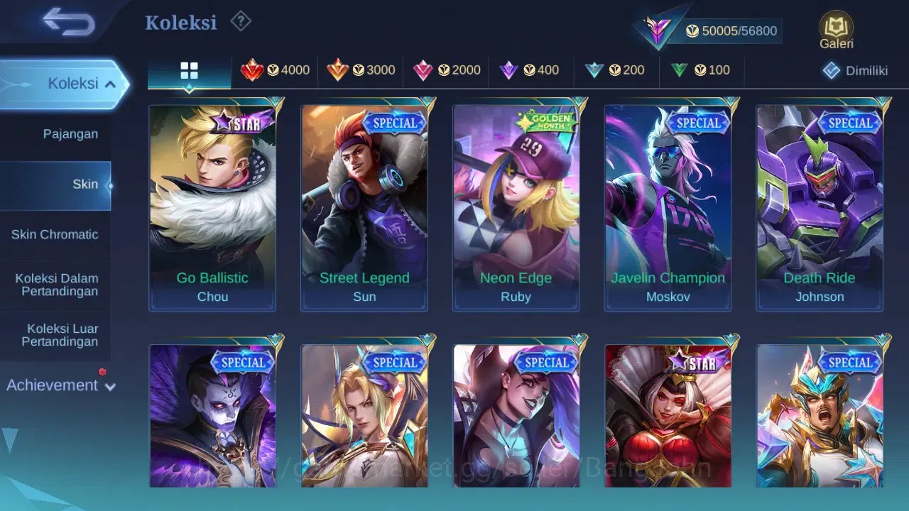 Mobile Legends: Bang Bang Accounts GLOBAL Hero 122 Skin 220 | KOF Dyrroth Karina | Lu image 7