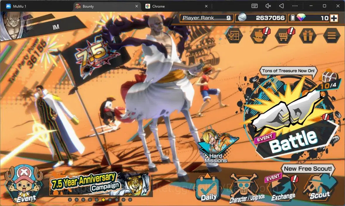 One Piece Bounty Rush Accounts High-End Global |EX 3|PR 9|KOP Gol.D Roger, TFE V Nusjuro Max, AMS Kizaru Borsalino Max |RD 1