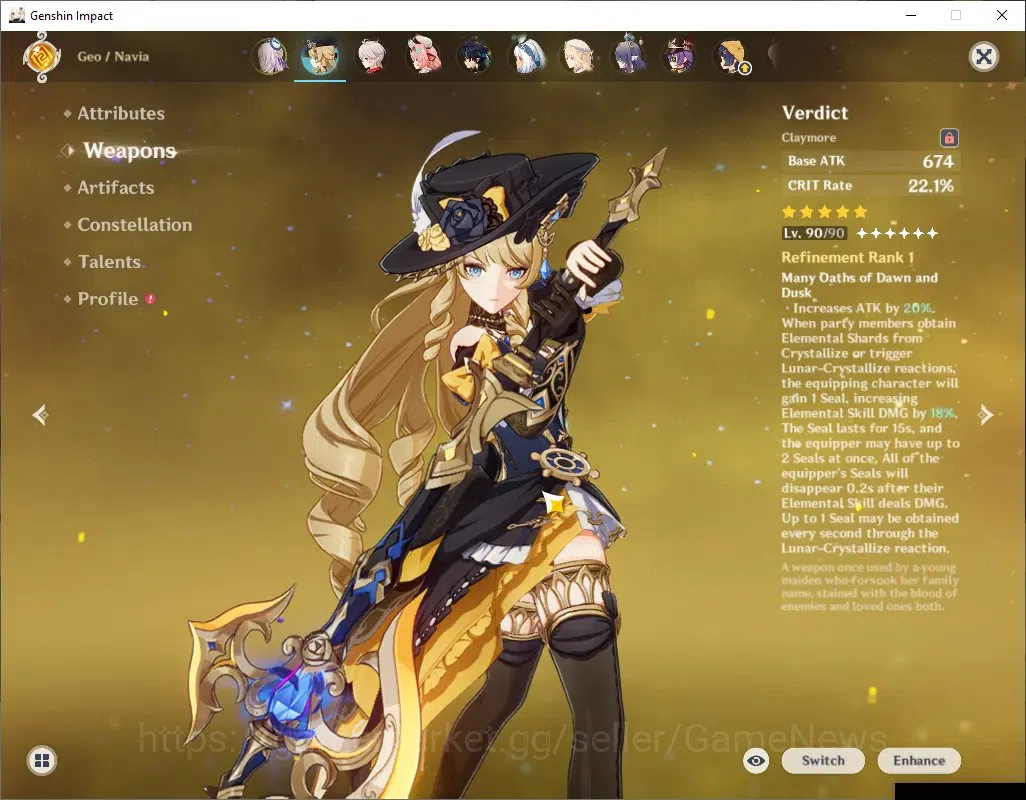 Genshin Impact Accounts ASIA|AR 56|9 Limited + 4 (*5Weapon)|Navia+Sign,Mav image 3