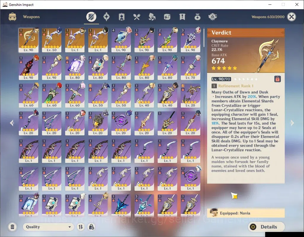 Genshin Impact Accounts ASIA|AR 56|9 Limited + 4 (*5Weapon)|Navia+Sign,Mav image 4