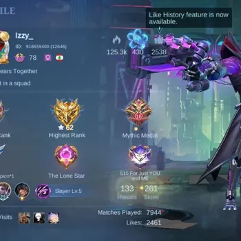 Mobile Legends: Bang Bang Accounts Collector H133|S261|Renowned|HighGlory 62|CC Natalia|KOF Karina|T.former