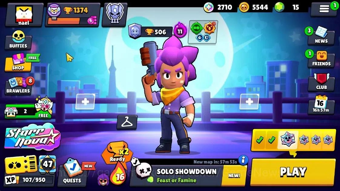 Brawl Stars Accounts 1374 Trophy|19 Brawlers 1 Max Lvl [Shelly]|24 Skins|1 Myth [Rude Lou] 4 Epic [Midori Pawlette]|CN 3