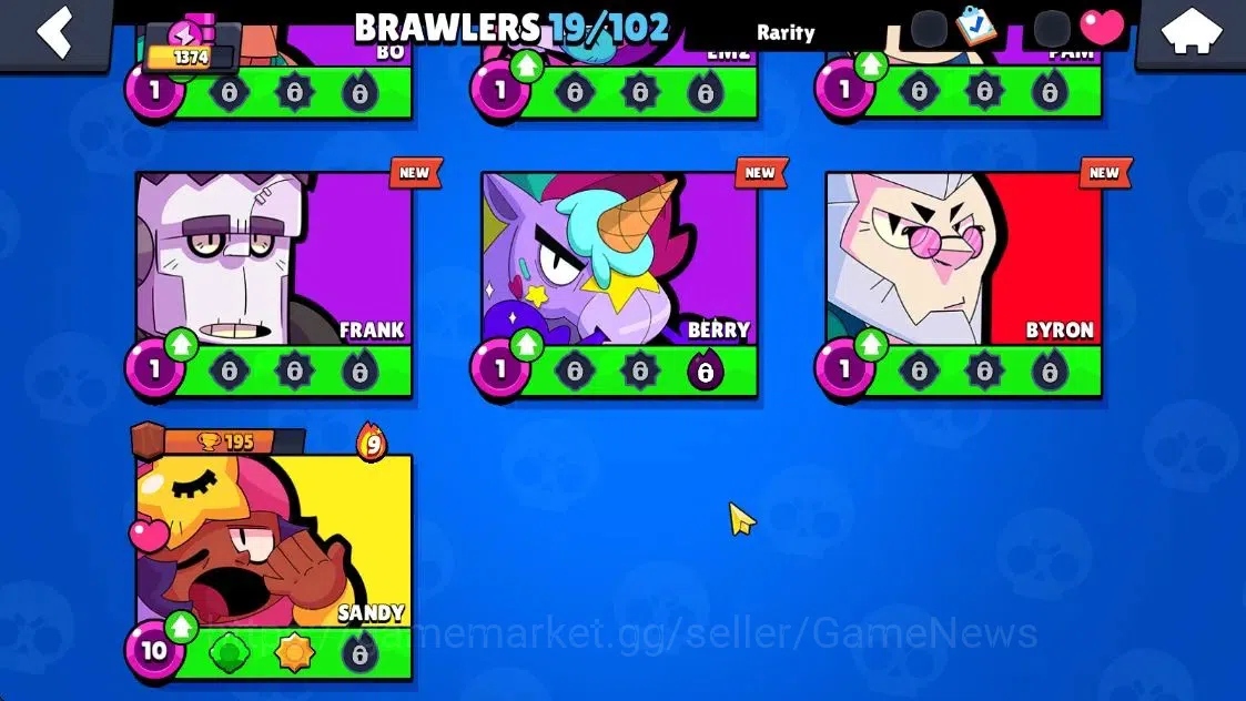 Brawl Stars Accounts 1374 Trophy|19 Brawlers 1 Max Lvl [Shelly]|24 Skins|1 Myth [Rude Lou] 4 Epic [Midori Pawlette]|CN 6