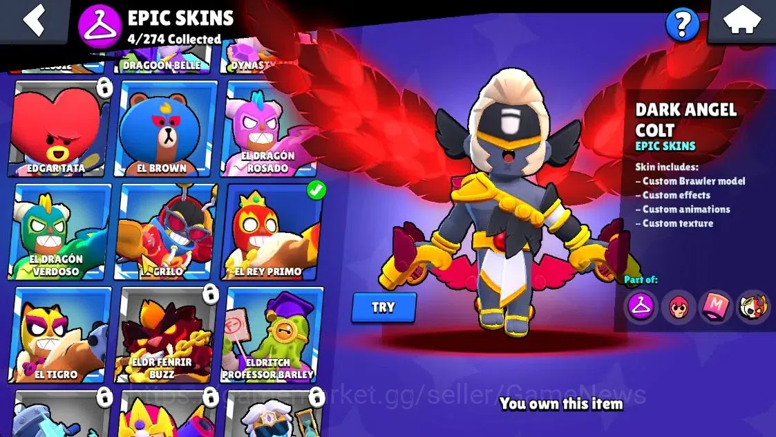 Brawl Stars Accounts 1374 Trophy|19 Brawlers 1 Max Lvl [Shelly]|24 Skins|1 Myth [Rude Lou] 4 Epic [Midori Pawlette]|CN 9