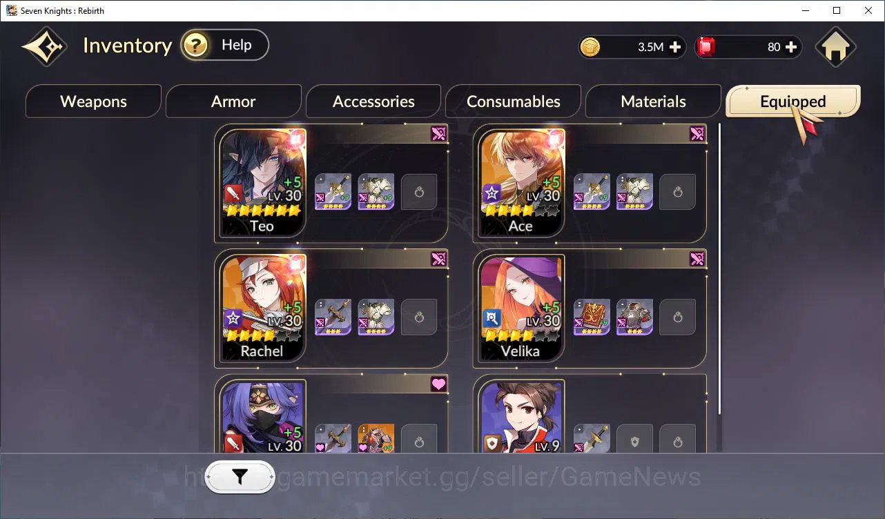 Seven Knights Re:Birth Accounts [Re:BIRTH] Global Starter 4 Legendary+ 10 HSV (Teo image 5