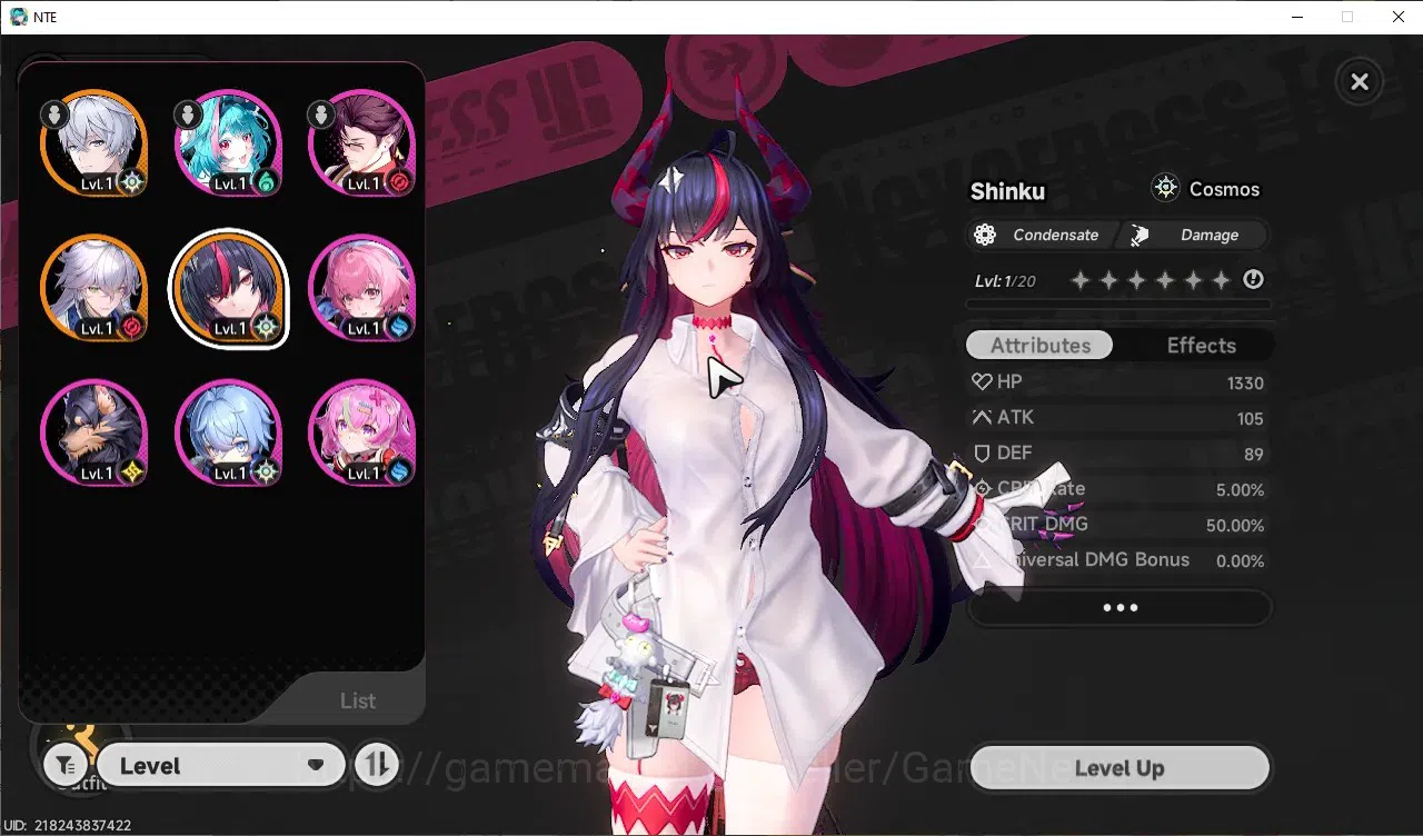 Neverness to Everness Accounts GLOBAL SEA|HL 3|2 SSR 1 Limited (Shinku A1),Baicang|3 Selector ON|Male MC|Log Mail|Take