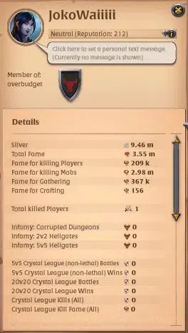 Albion Online Accounts ASIA|3,55M Total Fame - 9,46M Silver|T8 Fiber Harv image 1