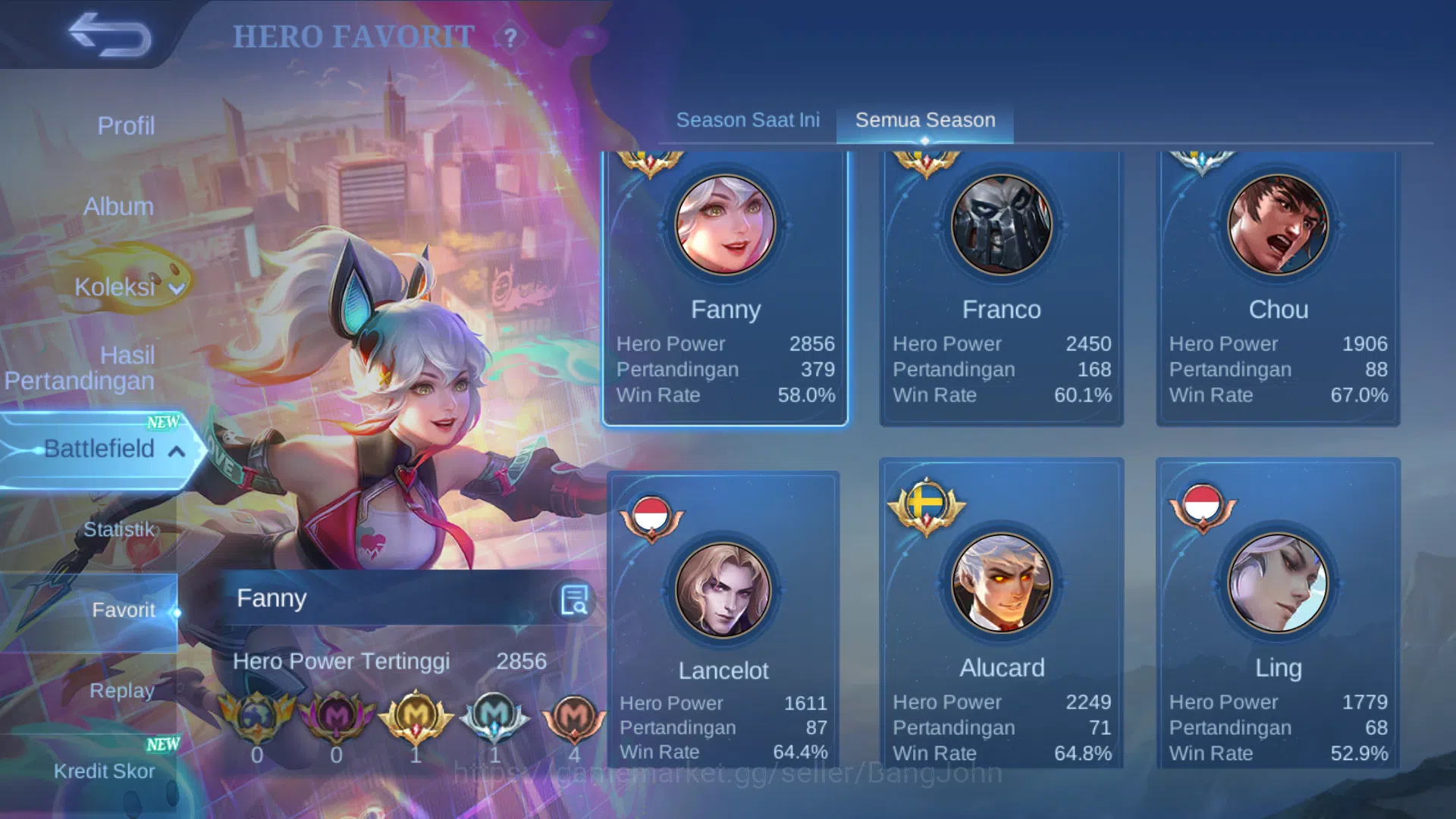 Mobile Legends: Bang Bang Accounts Hero 68 | Skin 124 | Create Kadita | Dragontamer K image 17
