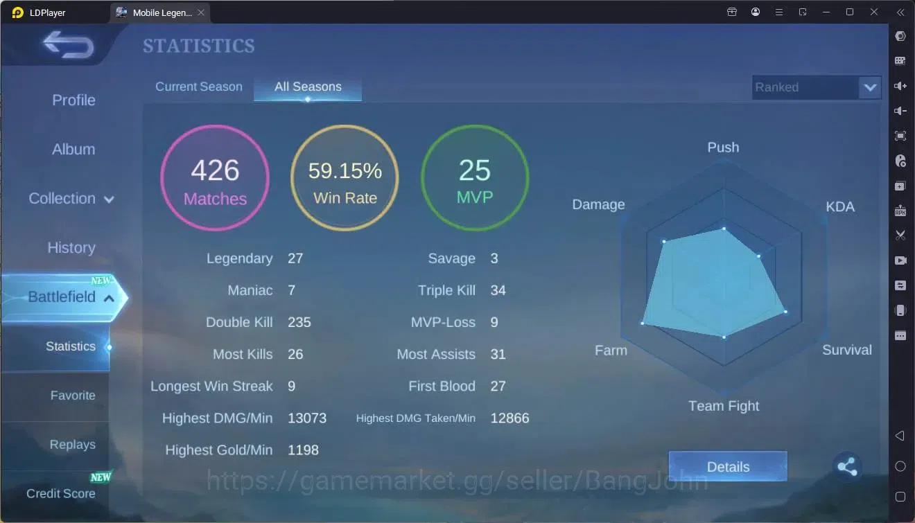 Mobile Legends: Bang Bang Accounts Global|Hero 51|Skin 44|Junior|CC Natalia|Epic Nana image 3