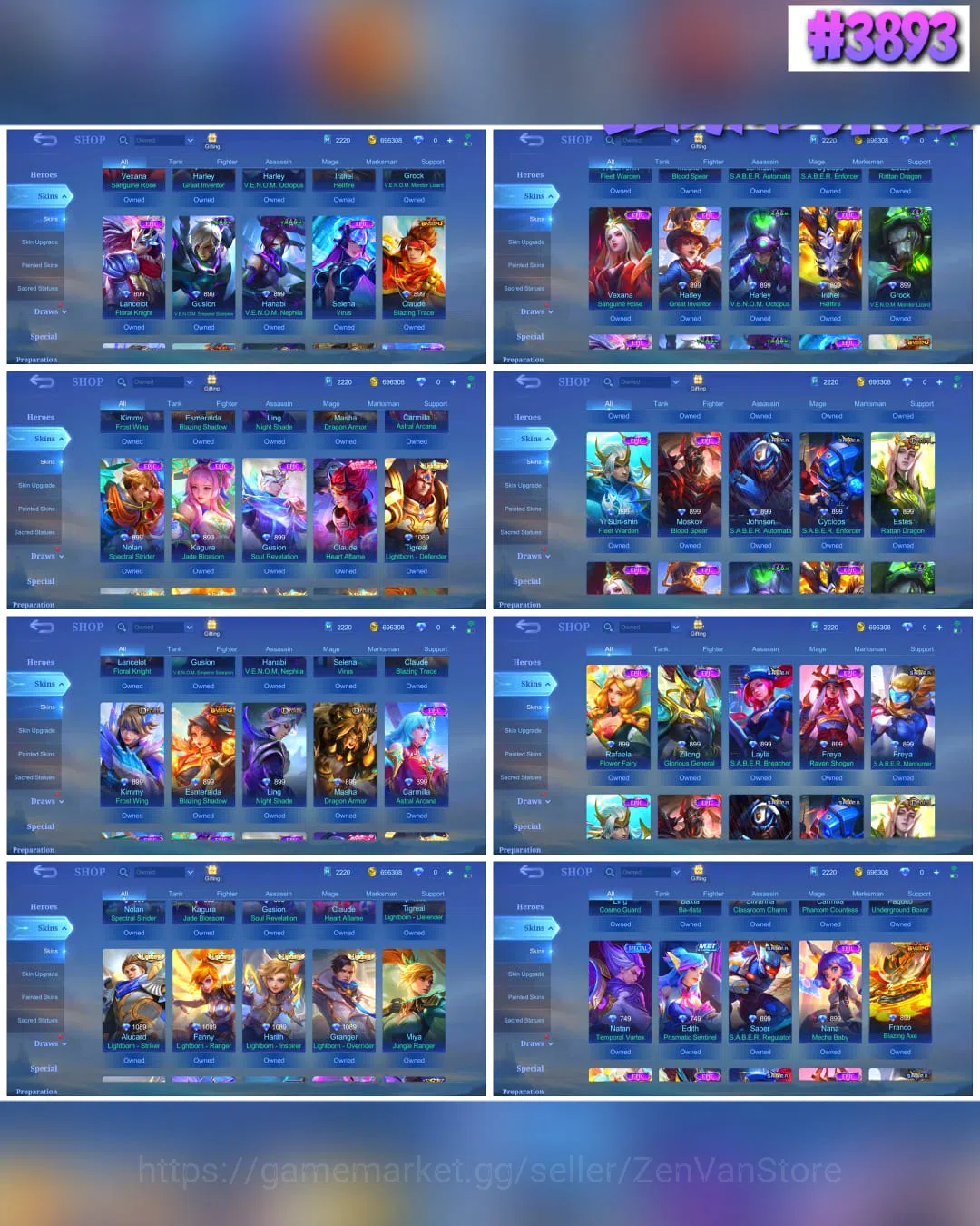 Mobile Legends: Bang Bang Accounts Collector #3893 | 435 Skins | Legend Jhonson & Gusion | Collector Natalia | Soul Valls 2