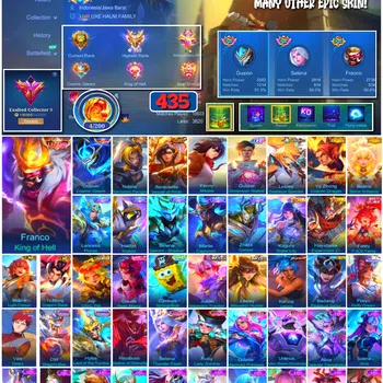 Mobile Legends: Bang Bang Accounts Collector #3893 | 435 Skins | Legend Jhonson & Gusion | Collector Natalia | Soul Valls