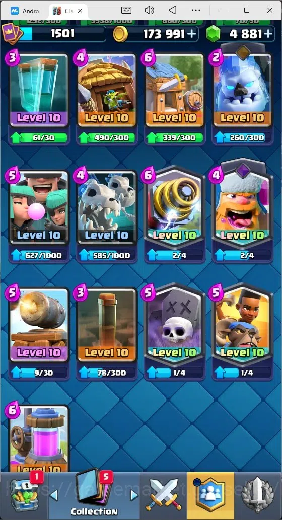 Clash Royale Accounts Mobile |Trophy 11615|4 Max Cards|10 EVO Cards|5 He image 12