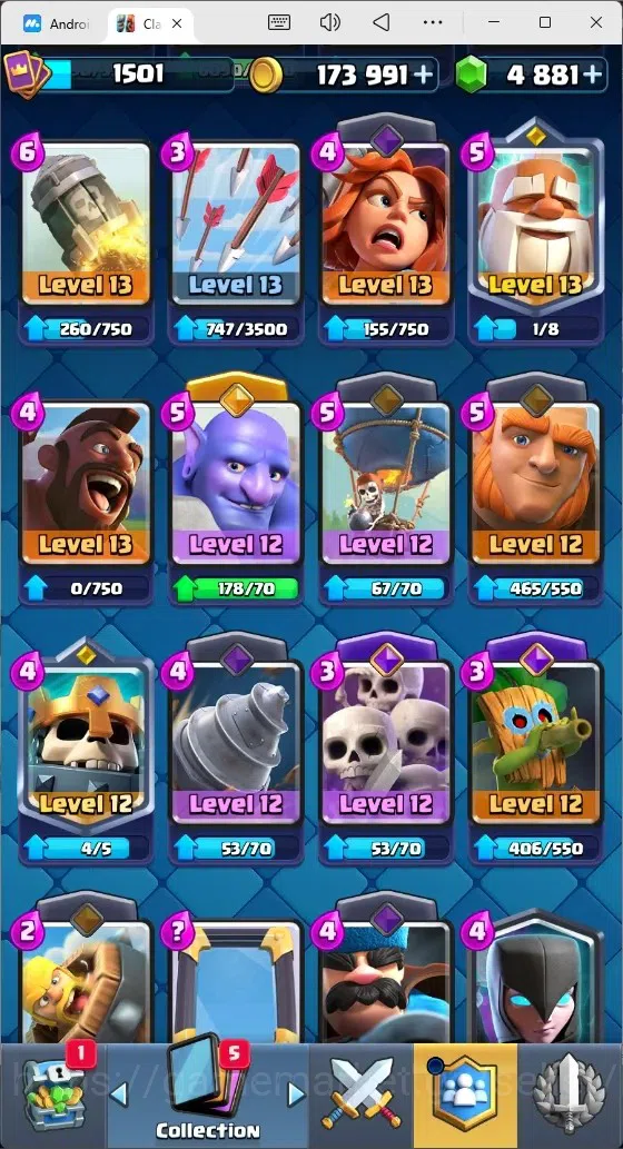 Clash Royale Accounts Mobile |Trophy 11615|4 Max Cards|10 EVO Cards|5 He image 4