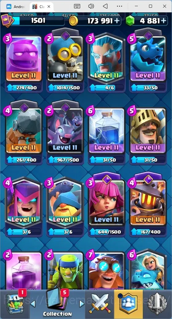 Clash Royale Accounts Mobile |Trophy 11615|4 Max Cards|10 EVO Cards|5 He image 9