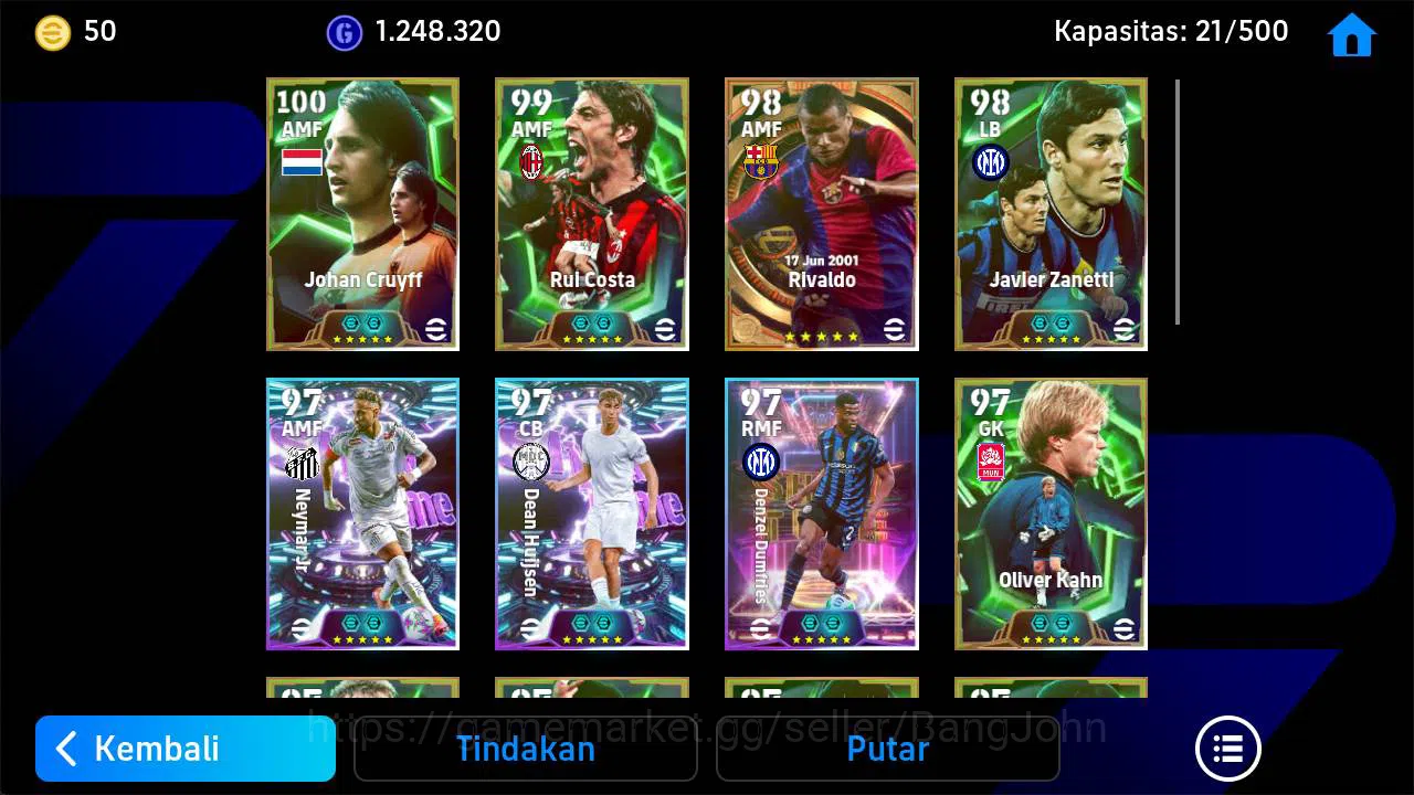 eFootball Accounts power 3183, epic johan Cruyff, legend rivaldo, Ney image 4