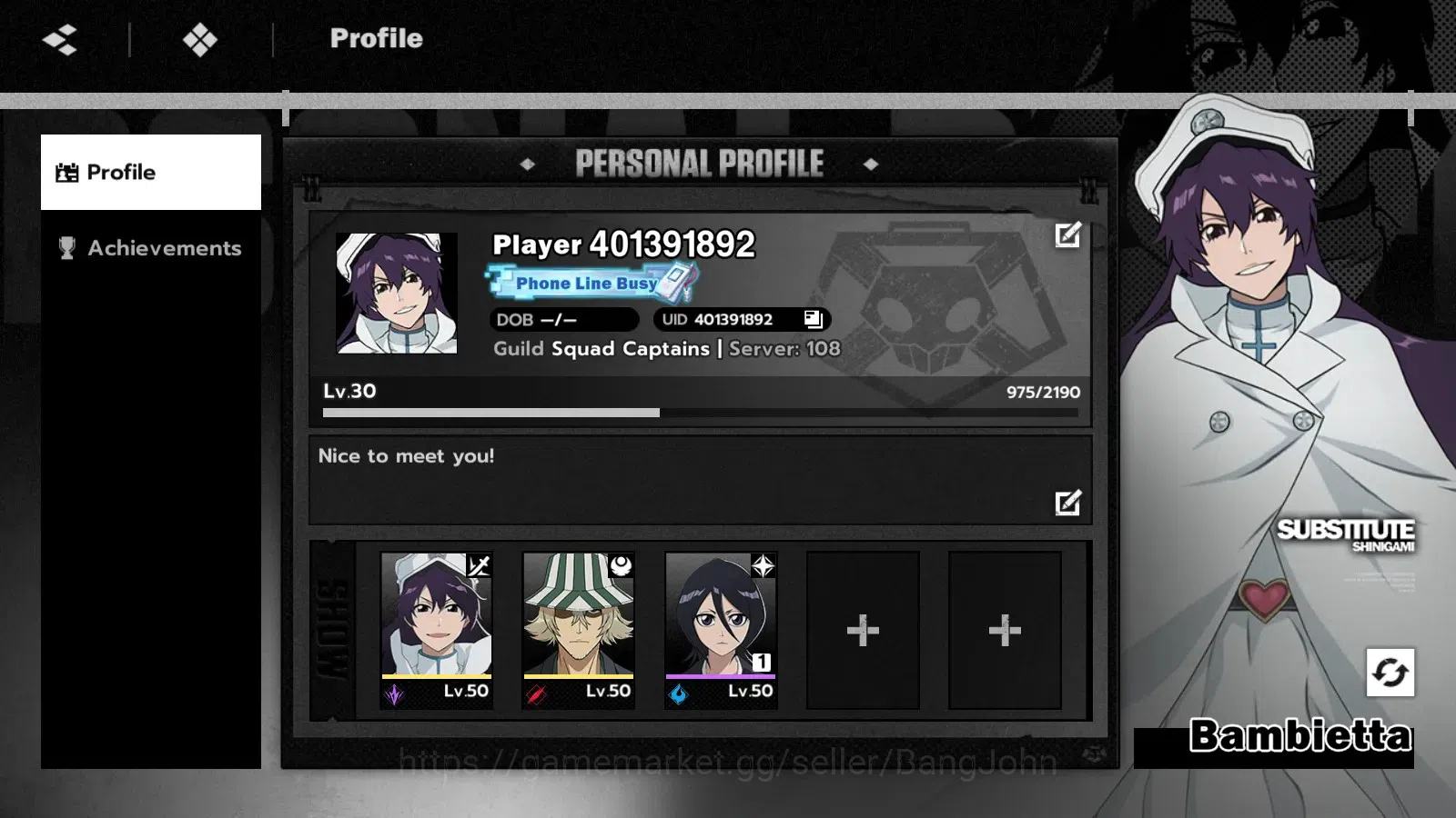 BLEACH: Soul Resonance Accounts Nuverse SEA|Lv.51|8 SSR 6 1