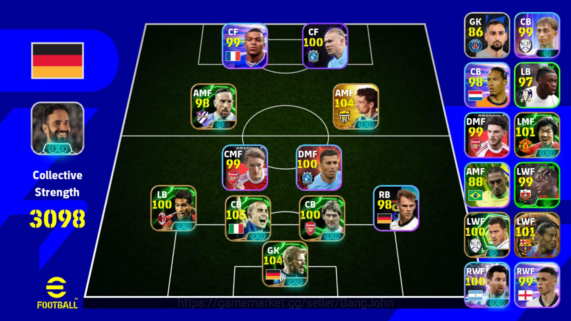 eFootball Accounts Android Power 3098 |Roberto Baggio Epic | more det image 2