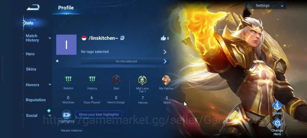 Honor of Kings Accounts Hero 7|Starter with Legend Skin Selection Chest(Di image 2