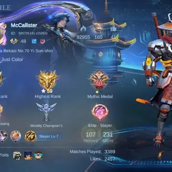 Mobile Legends: Bang Bang Accounts Collector Global|Hero 107|Skin 231|Legend Lesley, Collector Natalia+Yi Sun-shin,Aspirants