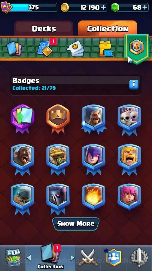 Clash Royale Accounts Others Lv 375|KTL 9|Trophy 3103|Card 48/122|3 EVO 8 Epic 17 Rare 22 Common|1 WS|Take Mail|Check 10