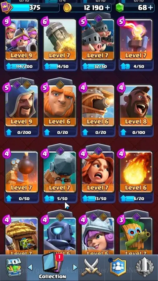 Clash Royale Accounts Others Lv 375|KTL 9|Trophy 3103|Card 48/122|3 EVO 8 Epic 17 Rare 22 Common|1 WS|Take Mail|Check 12