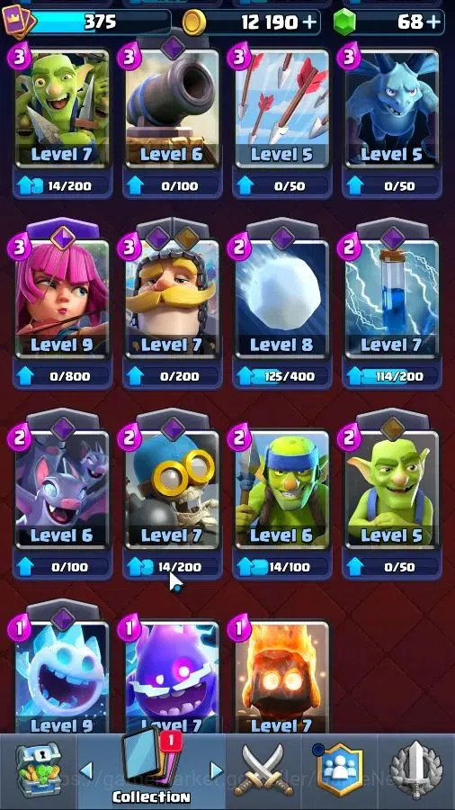 Clash Royale Accounts Others Lv 375|KTL 9|Trophy 3103|Card 48/122|3 EVO 8 Epic 17 Rare 22 Common|1 WS|Take Mail|Check 14