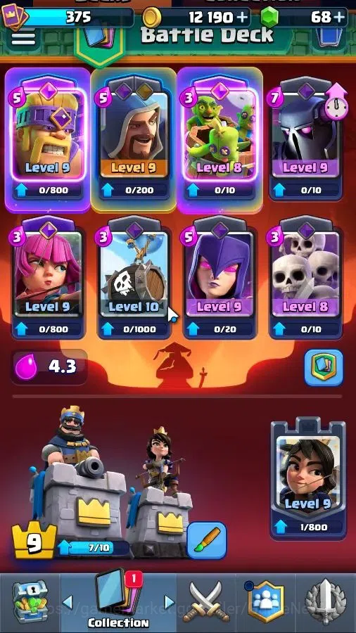 Clash Royale Accounts Others Lv 375|KTL 9|Trophy 3103|Card 48/122|3 EVO 8 Epic 17 Rare 22 Common|1 WS|Take Mail|Check 15