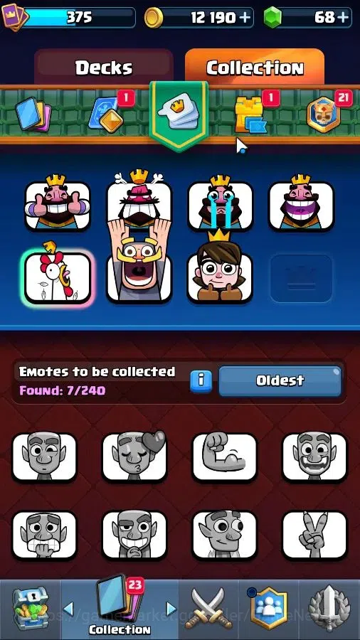 Clash Royale Accounts Others Lv 375|KTL 9|Trophy 3103|Card 48/122|3 EVO 8 Epic 17 Rare 22 Common|1 WS|Take Mail|Check 8