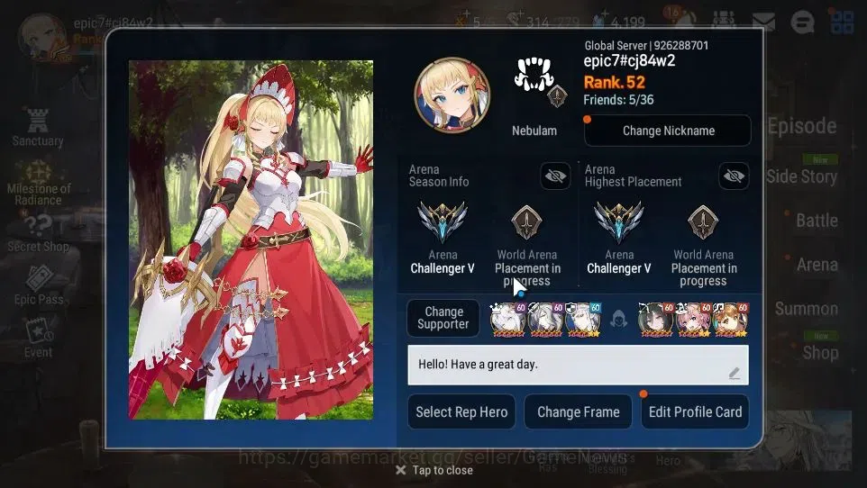 Epic Seven Accounts GLOBAL Unverif|New Era|9 ML(Salome,Belian,BW Iseri image 2