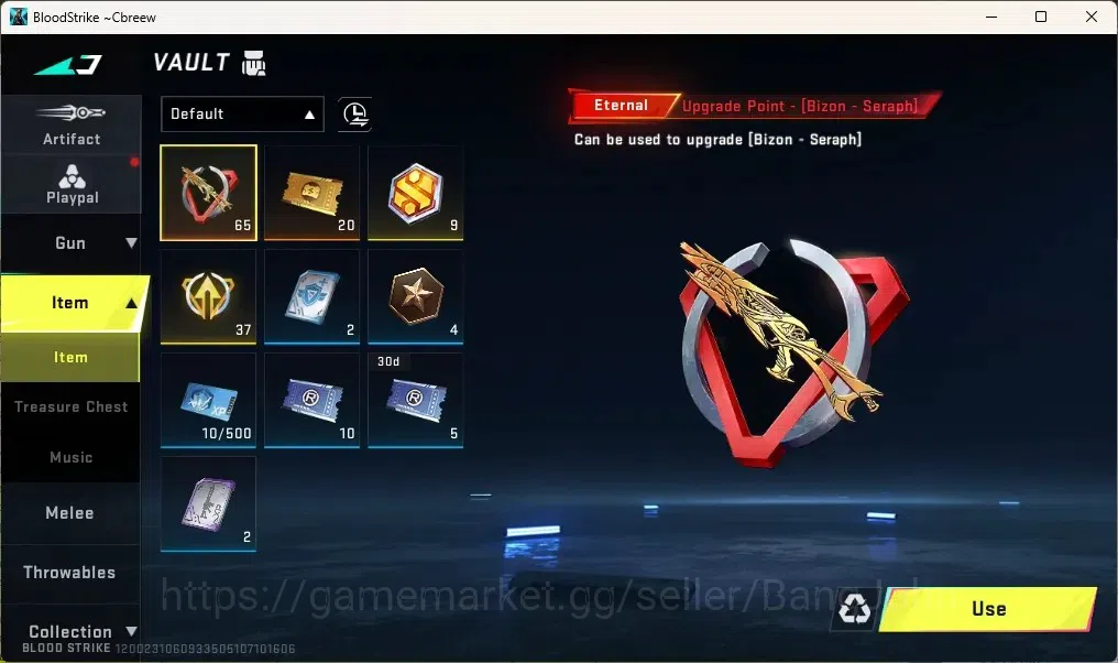 Blood Strike Accounts Others ASIA | 1 ETERNAL: Bizon-Seraph | 65 Eternal Upgrade Points | 1 ULTRA Loot Crate | Check SS 4