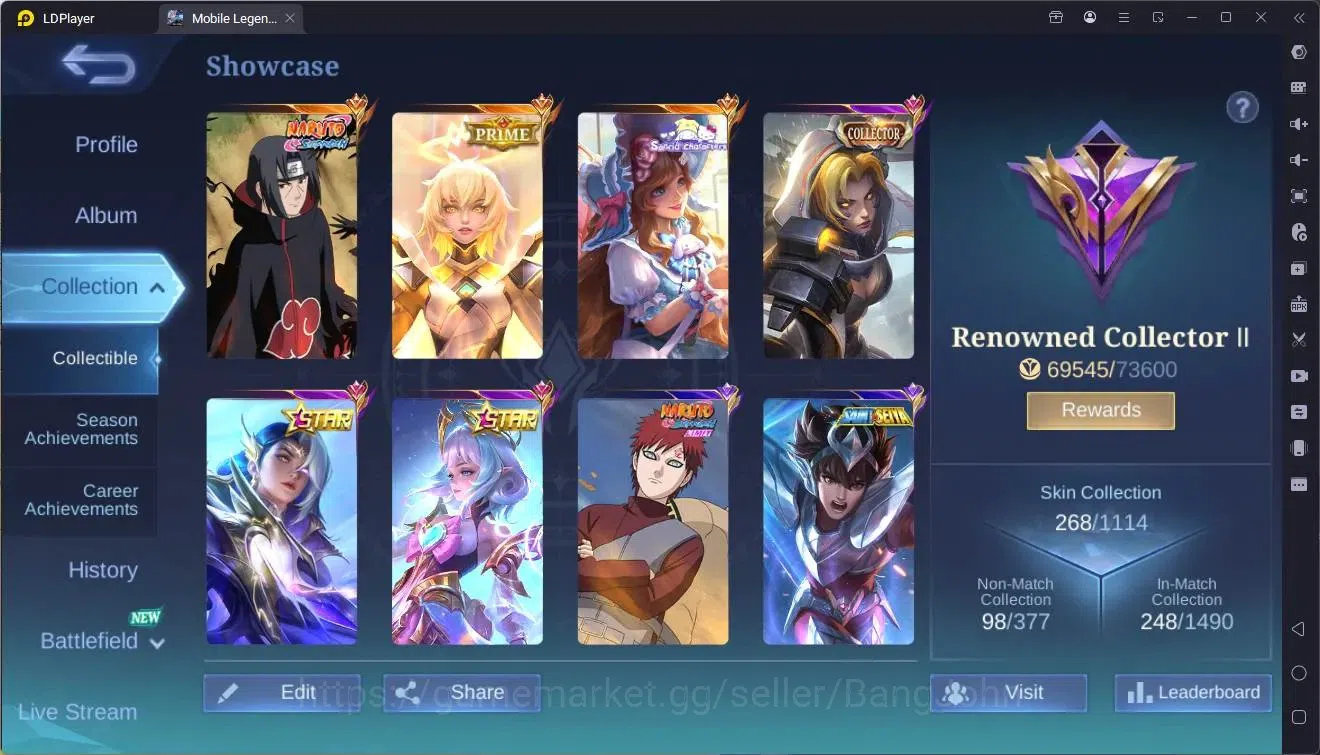 Mobile Legends: Bang Bang Accounts Global|Hero 133|Skin 268|Renowned|Naruto Julian|Pr image 2