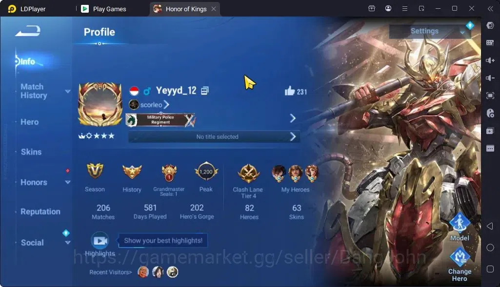 Honor of Kings Accounts Global | 82H 63S |Legend Angela,Legend Wukong,Gran image 1